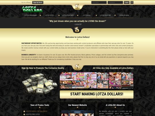Lotza Dollars review, a site that is one of many popular Paysite Affiliate Programs