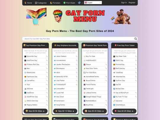 GayPornMenu review, a site that is one of many popular Porn Directories